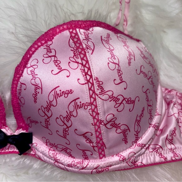 32D/S Vs Victoria’s Secret Sexy Little Things Pink Satin Bra and Ruffled skirt - Picture 6 of 12